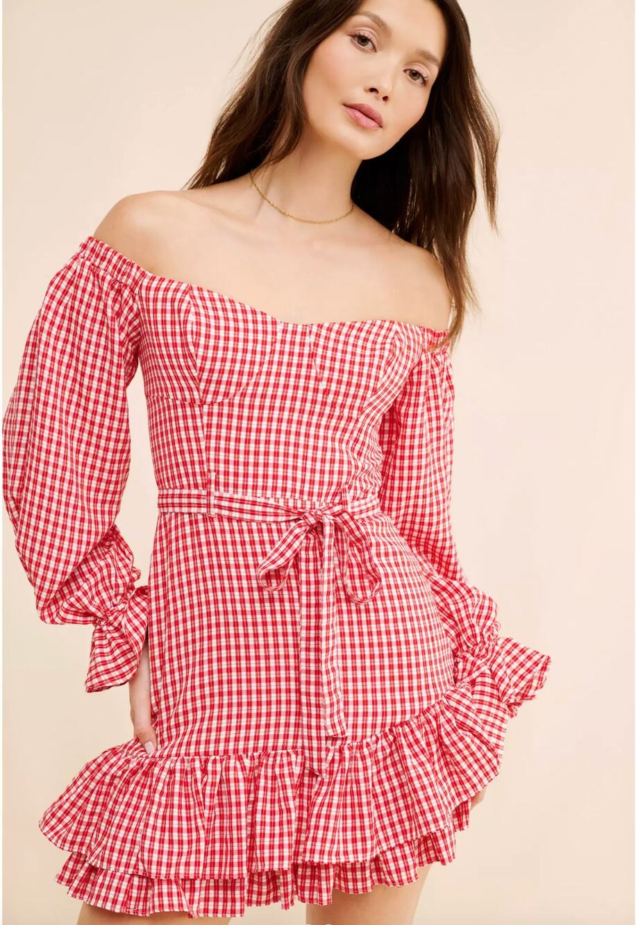 Maeve Anthropologie Bare Frill Mini Dress Red White 0P Petite